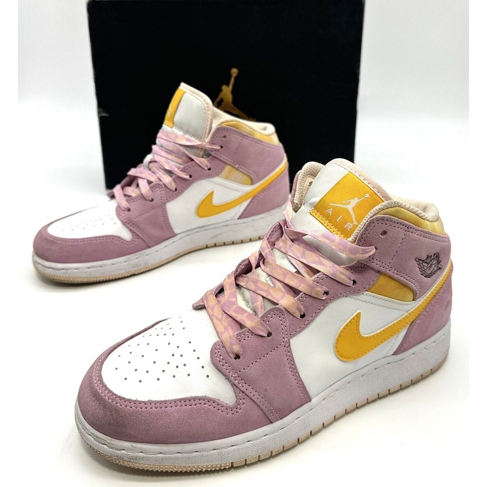 Air Jordan 1 Mid SE GS Light Arctic Pink University Gold White Y6.5 Womens 8.5